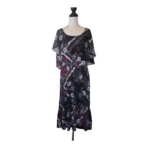 Taylor Floral Flutter Sleeve Tiered Maxi Dress Size 10 Boho Patchwork Fairy